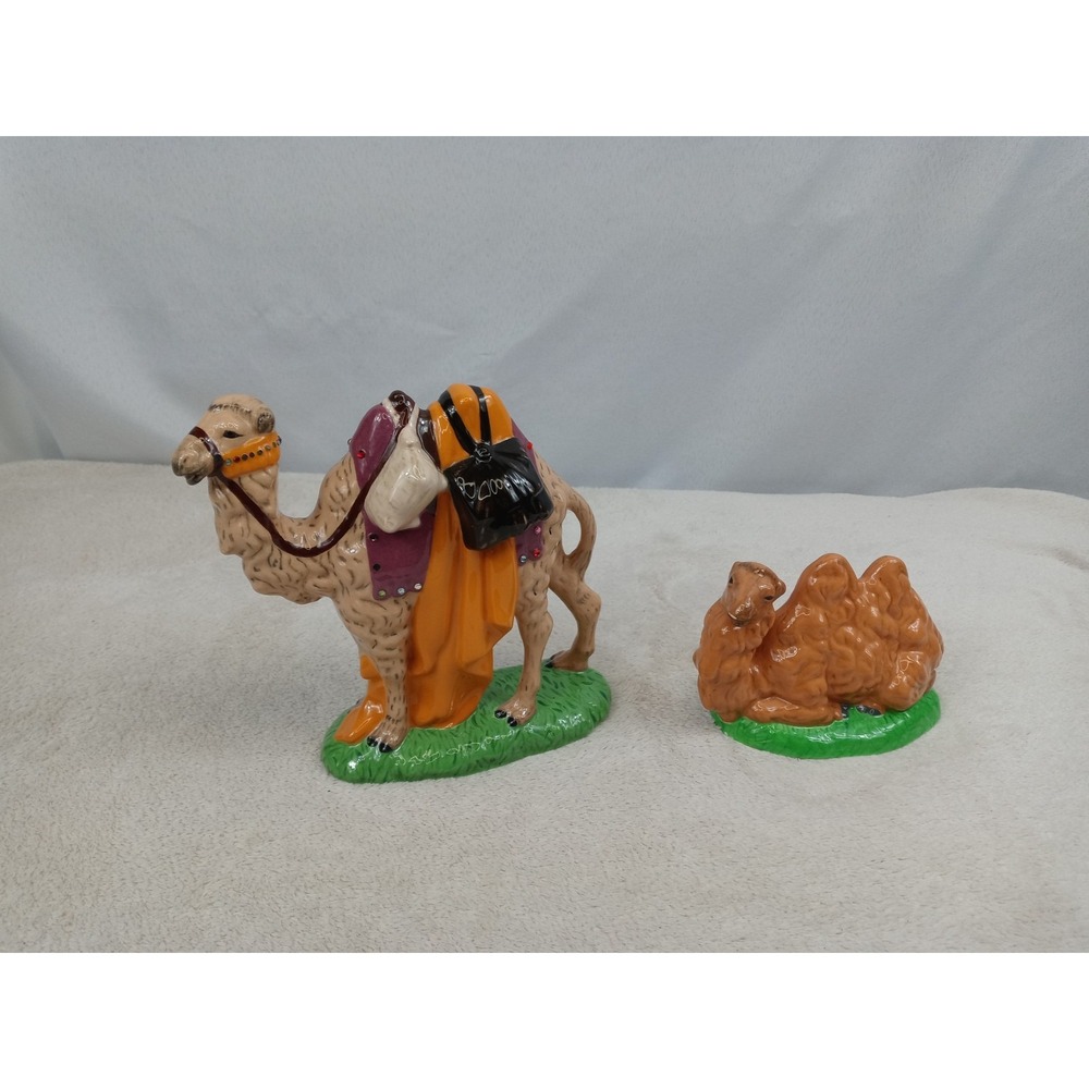 Vintage Ceramic Camel Figurines Lot of 2 Standing & Sitting Nativity Christmas